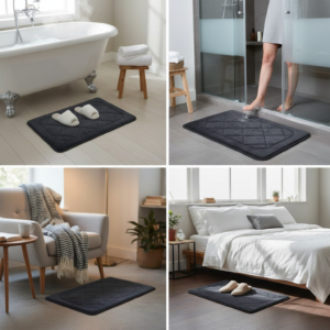 memory foam bath mat, non slip backing (grey)